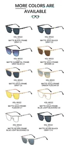 Matrix display of multi-colored metal frame sunglasses with various functional lenses