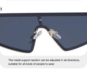 Detail of adjustable silicone nose pads and golden metal frame on cat eye sunglasses
