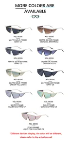 Detailed grid of geometric cat-eye sunglasses KSL-98395 in nine assorted metallic colors