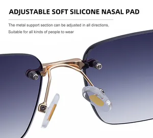 Detalle de las almohadillas de silicona ajustables en gafas de sol sin montura