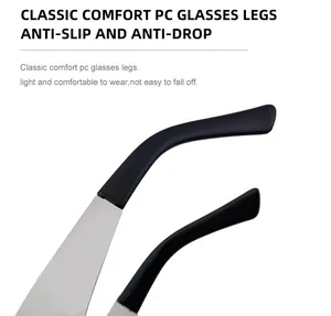Détail macro des branches de lunettes ergonomiques en PC et métal avec design antidérapant