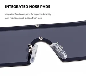 Gros plan des plaquettes de nez intégrées avec vis métalliques sur lunettes carrées