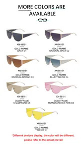 Oversized shield sunglasses XN-98151 in seven gradient colors with gold metal frames