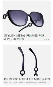Détail de lunettes de soleil œil de chat montrant la branche en plaque d'acide propionique