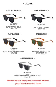Détails des lunettes de soleil carrées polarisées TAC en plusieurs coloris de montures
