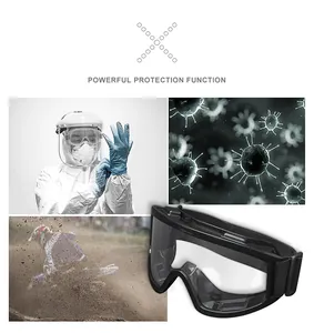 Detail view of protective safety goggles showing the adjustable strap and multi-use scenarios