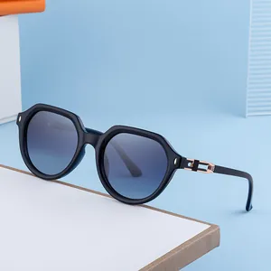 Chic oversized square sunglasses for women with black frames and blue gradient lenses