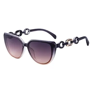 Lunettes de soleil polarisées œil de chat pour femmes avec branches en chaîne