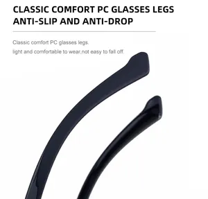 Detalle de las patillas ergonómicas antideslizantes para gafas de sol en negro clásico