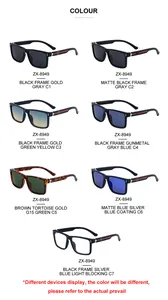 Variedad de gafas de sol cuadradas con diferentes lentes y detalles de patillas rayadas
