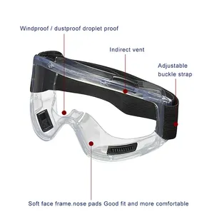 Safety goggles with adjustable strap and indirect vents for wind and dust protection
