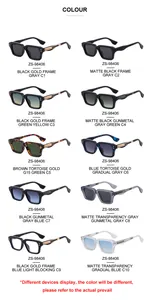 Matrice di occhiali da sole quadrati alla moda in dieci varianti di colore e lenti