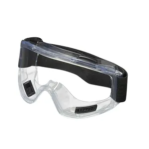 Protective safety goggles with transparent PC lenses and adjustable black elastic headband