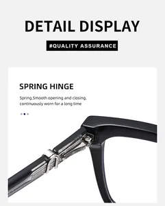 Detalle de la bisagra de resorte metálica en gafas de sol negras con diseño de ojo de gato