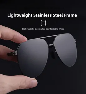 Detail einer leichten Piloten-Sonnenbrille aus Edelstahl mit Doppelbrücken-Gestell