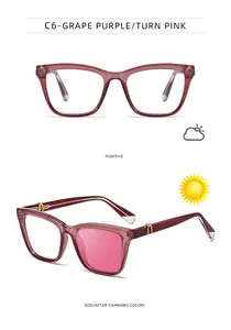 Gafas de sol ojo de gato con lentes fotocromáticas que cambian de violeta a rosa