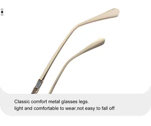 Detail of gold metal glasses temple with rhinestone inlay and lightweight ergonomic design