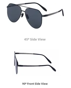 Detailansicht der matt schwarzen Flieger-Sonnenbrille mit polarisierten Gläsern und Doppelsteg
