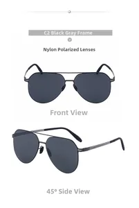 Detailansicht der Pilotensonnenbrille in Gunmetal mit polarisierten Nylon-Gläsern