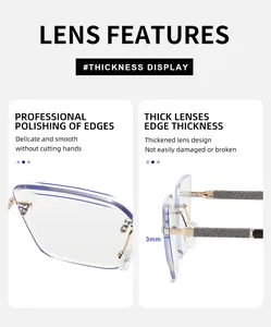 Detail of 3mm thickened rimless sunglass lens with professional polished smooth edges