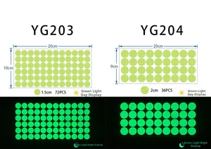 Glow in the dark wall stickers showing day and night green light effect for DIY dots