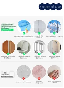Guide showing suitable smooth surfaces and unsuitable rough walls for luminous stickers