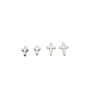Minimalist 925 sterling silver small cross stud earrings with a high polished finish