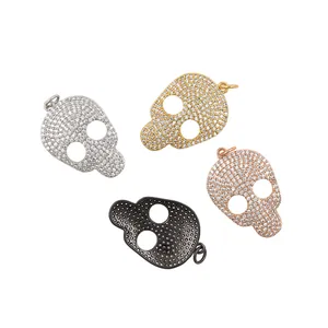 24K gold plated skull pendants in gold, silver, rose gold and black with zircon stones