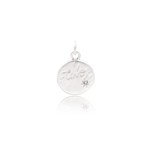 Runder LOVE-Anhänger mit Zirkonia-Stein für DIY-Schmuck, Halsketten und Armbänder