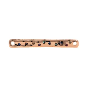 Rechteckiges Verbindungsstück aus Roségold mit bunten Zirkonsteinen für DIY Schmuck