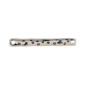 Rechteckiger Wellenverbinder aus Kupfer mit bunten Zirkonia für DIY-Schmuck