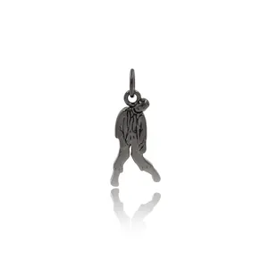 Detailed view of zombie pendant in matte gunmetal finish for DIY jewelry crafting