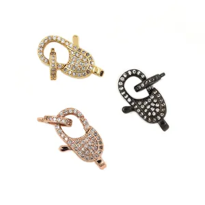 24K gold plated lobster clasps with pavé crystal settings for jewelry making