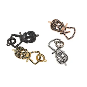 24K gold plated skull lobster clasps with zircons in black, silver, gold, and rose gold