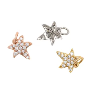 Starfish jewelry pendants in gold, rose gold and silver with cubic zirconia inlays