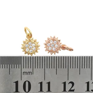 8.5mm gold and rose gold sun flower pendants with cubic zirconia for jewelry making