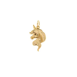24K gold plated unicorn pendant with sparkling crystal details and a polished golden finish