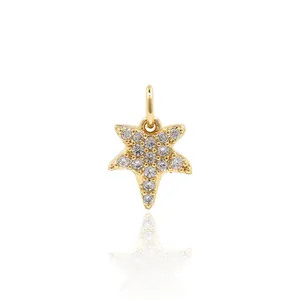 Starfish Pendant Gold Plated Copper Zircon Ocean Series DIY Necklace Bracelet Accessories Jewelry Making Findings