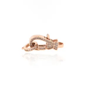 24K gold plated lobster clasp with sparkling zircon stones for DIY jewelry making