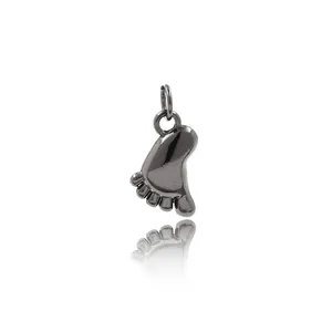 Polished gold-plated baby footprint pendant charm for DIY jewelry bracelets and necklaces