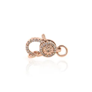 24K gold plated lobster clasp with zircon micro-pave and daisy flower for jewelry making