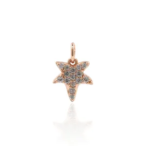 Starfish pendant in rose gold with shimmering pavé zircon for jewelry making