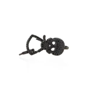 24K gold plated skull connector with black micro-pave stones for DIY jewelry making