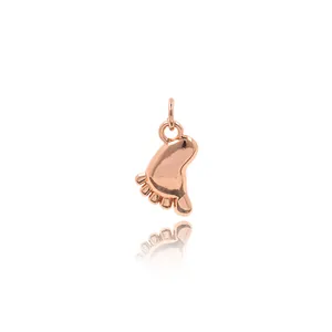 Polished rose gold plated baby footprint pendant for DIY bracelets and necklaces