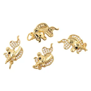 24K gold plated unicorn pendants set with sparkling zircon stones for DIY jewelry