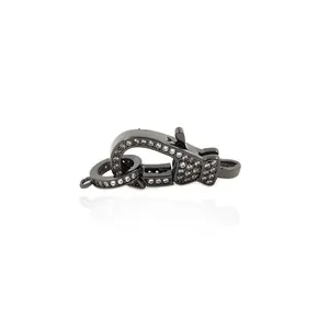 Luxurious black plated lobster clasp with pave crystals for DIY jewelry necklaces