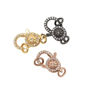 24K gold plated lobster clasps with micro-pave cubic zirconia for DIY jewelry making