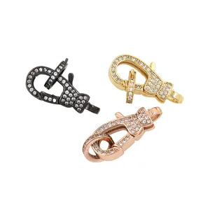 24K gold plated lobster clasps with micro-pave cubic zirconia for DIY jewelry making