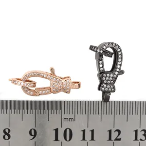 24K gold plated lobster clasps with micro-pave cubic zirconia for DIY jewelry making