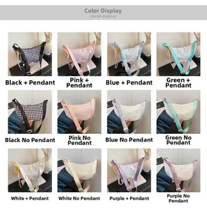 Matrix showing crescent bags in six colors with optional star charm accessories